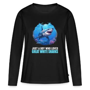 Grand requin blanc Grand requin blanc - T-shirt manches longues Premium bio Femme - noir - Devant - Julia (174cm)