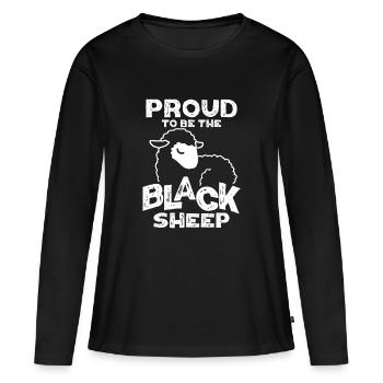 Stolz das Black Sheep zu sein - Frauen Premium Bio Langarmshirt - Schwarz - Vorne - Julia (174cm)