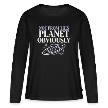 Extra-Céleste Extra-Extraterrestre Glam Pas de celui-ci - T-shirt manches longues Premium bio Femme - noir - Devant - Julia (174cm)