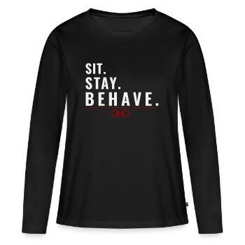 Assieds-toi. Reste. Comportez-vous bien. – Mentalité d’obéissance - T-shirt manches longues Premium bio Femme - noir - Devant - Julia (174cm)