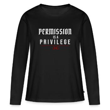 La permission est un privilège – Dynamiques d’autorité - T-shirt manches longues Premium bio Femme - noir - Devant - Julia (174cm)