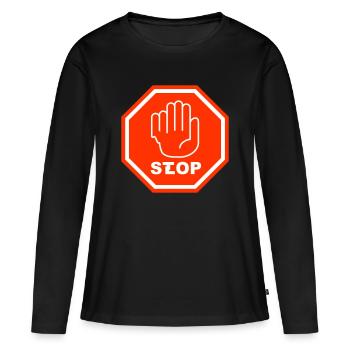 Arrêtez la bouillie - T-shirt manches longues Premium bio Femme - noir - Devant - Julia (174cm)