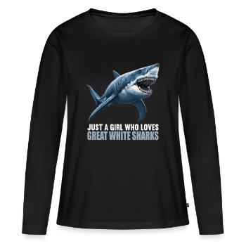 Grand requin blanc Grand requin blanc - T-shirt manches longues Premium bio Femme - noir - Devant - Julia (174cm)