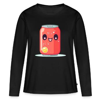 Boîte de limonade Kawaii avec visage - T-shirt manches longues Premium bio Femme - noir - Devant - Julia (174cm)