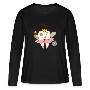 Zahnfee süßes Wortspiel - Frauen Premium Bio Langarmshirt - Schwarz - Vorne - Julia (174cm)