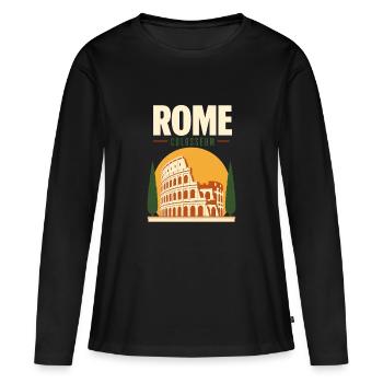 Cadeaux de Rome, Souvenir des vacances du Colisée de Rome - T-shirt manches longues Premium bio Femme - noir - Devant - Julia (174cm)