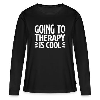 going to therapy is cool - Frauen Premium Bio Langarmshirt - Schwarz - Vorne - Julia (174cm)