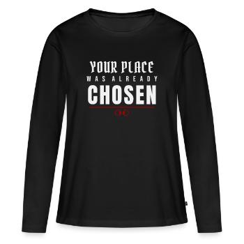 Votre place était déjà choisie – Échange de pouvoir - T-shirt manches longues Premium bio Femme - noir - Devant - Julia (174cm)