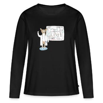 Lama als Wissenschaftler erklärt Zusammenhänge - Frauen Premium Bio Langarmshirt - Schwarz - Vorne - Julia (174cm)