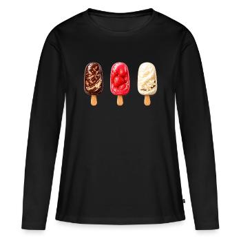 Trio de glaces à trois - T-shirt manches longues Premium bio Femme - noir - Devant - Julia (174cm)