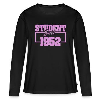 Student Self 1952 Vintage Print - Frauen Premium Bio Langarmshirt - Schwarz - Vorne - Julia (174cm)