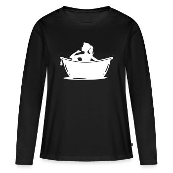 Entretien de la baignoire - T-shirt manches longues Premium bio Femme - noir - Devant - Julia (174cm)