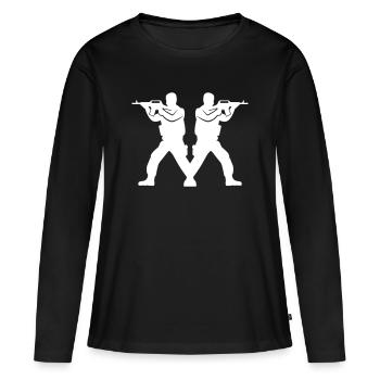 Icône du soldat - T-shirt manches longues Premium bio Femme - noir - Devant - Julia (174cm)