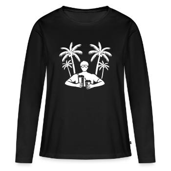 Les vacanciers boivent des fêtes, des palmiers - T-shirt manches longues Premium bio Femme - noir - Devant - Julia (174cm)