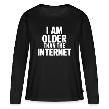 Ich bin älter als das Internet - Frauen Premium Bio Langarmshirt - Schwarz - Vorne - Julia (174cm)
