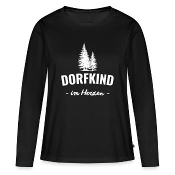 Dorfkind im Herzen – Stolz aufs Dorf - Frauen Premium Bio Langarmshirt - Schwarz - Vorne - Julia (174cm)