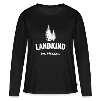 Landkind im Herzen – Heimatverbunden - Frauen Premium Bio Langarmshirt - Schwarz - Vorne - Julia (174cm)