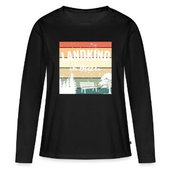 Landkind im Herzen – Retro Heimatliebe - Frauen Premium Bio Langarmshirt - Schwarz - Vorne - Julia (174cm)