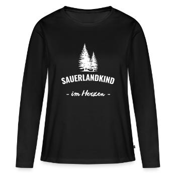 Sauerlandkind im Herzen - Frauen Premium Bio Langarmshirt - Schwarz - Vorne - Julia (174cm)