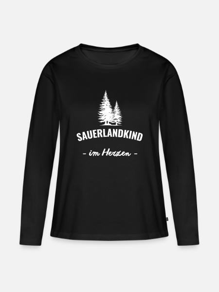 Sauerlandkind im Herzen - Frauen Premium Bio Langarmshirt - Schwarz