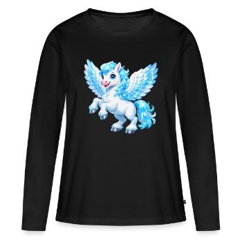 Cheval Pégase volant - T-shirt manches longues Premium bio Femme - noir - Devant - Julia (174cm)