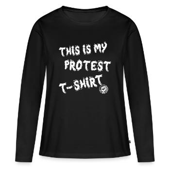 Voici mon t-shirt de protestation - T-shirt manches longues Premium bio Femme - noir - Devant - Julia (174cm)