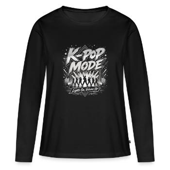 Motif de concert de mode K-Pop - T-shirt manches longues Premium bio Femme - noir - Devant - Julia (174cm)