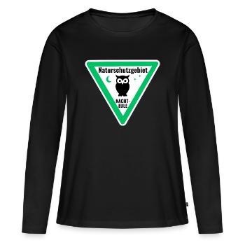 Naturschutzgebiet Nachteule - Frauen Premium Bio Langarmshirt - Schwarz - Vorne - Julia (174cm)