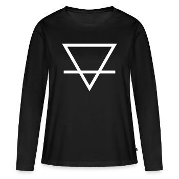 Geometrisches Dreieck mit Liniendesign - Frauen Premium Bio Langarmshirt - Schwarz - Vorne - Julia (174cm)