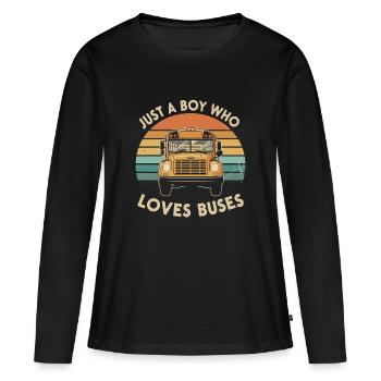 Un seul garçon aime les bus - T-shirt manches longues Premium bio Femme - noir - Devant - Julia (174cm)