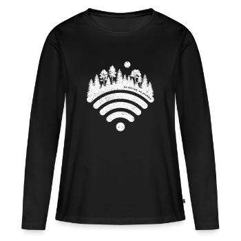 Forest WiFi Arc Silhouette - Frauen Premium Bio Langarmshirt - Schwarz - Vorne - Julia (174cm)
