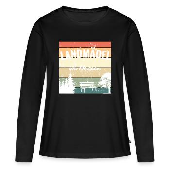 Fille de la campagne dans l’âme – Ma maison - T-shirt manches longues Premium bio Femme - noir - Devant - Julia (174cm)