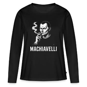 Stratège de la Renaissance de Machiavel Portrait de la fumée - T-shirt manches longues Premium bio Femme - noir - Devant - Julia (174cm)