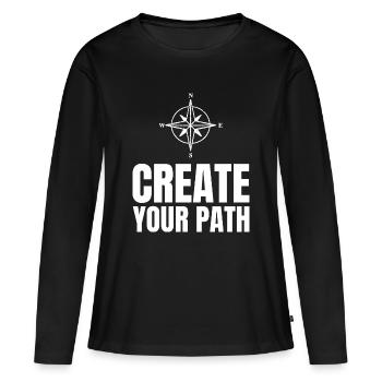 Créez votre chemin - T-shirt manches longues Premium bio Femme - noir - Devant - Julia (174cm)