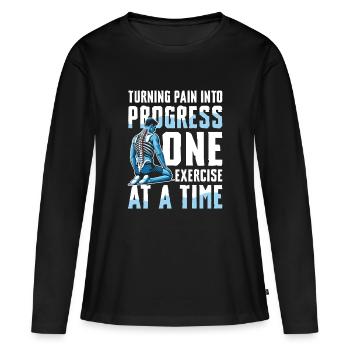Turning Pain Into Progress One Exercise At A Time - Frauen Premium Bio Langarmshirt - Schwarz - Vorne - Julia (174cm)