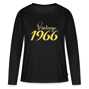 T-Shirt 60 Ans 1966 Design Minimal - T-shirt manches longues Premium bio Femme - noir - Devant - Julia (174cm)