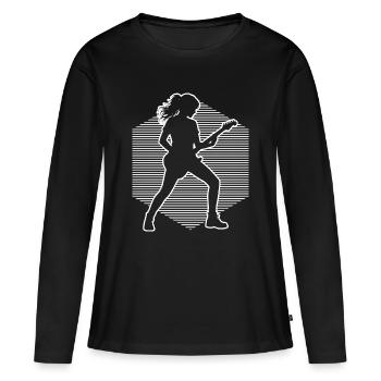 Gift idea for the guitar player with guitar - Women's Premium Organic Long Sleeve Shirt - black - Front - Julia (174cm)