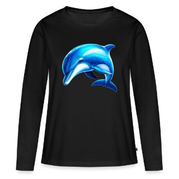 Delfin - Frauen Premium Bio Langarmshirt - Schwarz - Vorne - Julia (174cm)