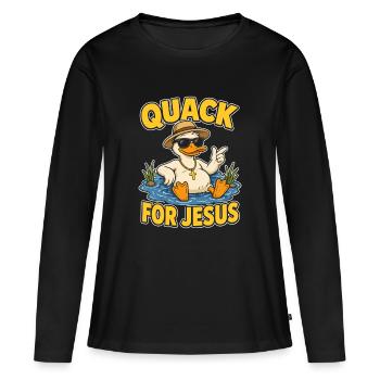 Conception de canard canard pour Jésus - T-shirt manches longues Premium bio Femme - noir - Devant - Julia (174cm)