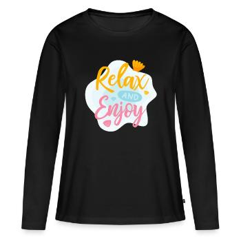 Détendez-vous et profitez des vacances d’été - T-shirt manches longues Premium bio Femme - noir - Devant - Julia (174cm)