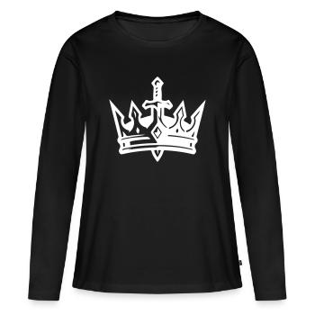 Épée Couronne - T-shirt manches longues Premium bio Femme - noir - Devant - Julia (174cm)