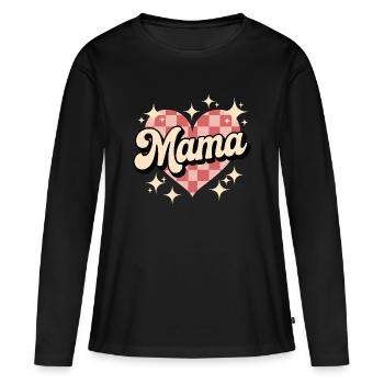 Style Cœur à damier de maman - T-shirt manches longues Premium bio Femme - noir - Devant - Julia (174cm)
