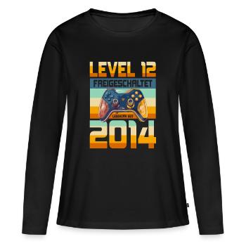 12. Geburtstag Junge Mädchen 2014 Gaming Level 12 - Frauen Premium Bio Langarmshirt - Schwarz - Vorne - Julia (174cm)
