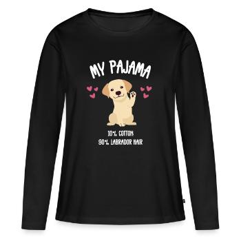 Petit chien de pyjama labrador mignon - T-shirt manches longues Premium bio Femme - noir - Devant - Julia (174cm)