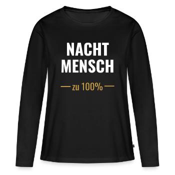 Nachtmensch – Zu 100%  - Frauen Premium Bio Langarmshirt - Schwarz - Vorne - Julia (174cm)