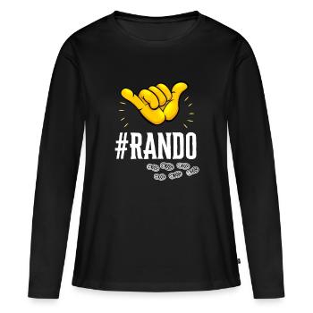 LA RANDO C'est COOL Signe Shaka - T-shirt manches longues Premium bio Femme - noir - Devant - Julia (174cm)