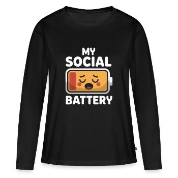 Social Battery Introvert Dead Battery Battery - Women's Premium Organic Long Sleeve Shirt - black - Front - Julia (174cm)