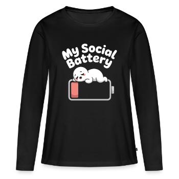 Social Battery Introvert Dead Battery Battery - Women's Premium Organic Long Sleeve Shirt - black - Front - Julia (174cm)