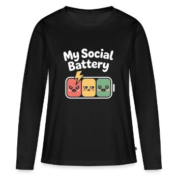 Social Battery Introvert Dead Battery Battery - Women's Premium Organic Long Sleeve Shirt - black - Front - Julia (174cm)
