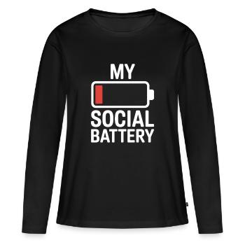 Social Battery Introvert Dead Battery Battery - Women's Premium Organic Long Sleeve Shirt - black - Front - Julia (174cm)